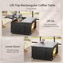 Sikaic Coffee Table Sikaic Lift-Top Coffee Table with LED & Charging Station Matte Black Black / Engineered Wood / Modern