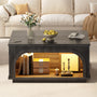 Sikaic Coffee Table Sikaic Lift-Top Coffee Table with LED & Charging Station Matte Black Black / Engineered Wood / Modern