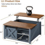 Sikaic Coffee Table 31.5 Inches Lift Top Coffee Table with Large Hidden Storage Compartment and Adjustable Shelves Blue Blue / Engineered Wood / Modern