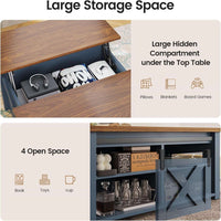 Sikaic Coffee Table 31.5 Inches Lift Top Coffee Table with Large Hidden Storage Compartment and Adjustable Shelves Blue Blue / Engineered Wood / Modern