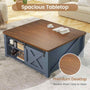 Sikaic Coffee Table 31.5 Inches Lift Top Coffee Table with Large Hidden Storage Compartment and Adjustable Shelves Blue Blue / Engineered Wood / Modern