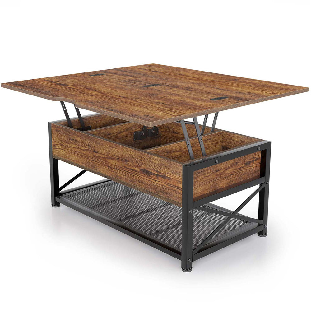 Sikaic Coffee Table 4 in 1 Lift Top Coffee Table with Storage Rustic Brown Brown / Engineered Wood / Modern