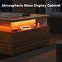 Sikaic Coffee Table Sikaic Square Horizontal Coffee Table with LED Lights and Tempered Glass Drawer Brown Brown / Engineered Wood / Modern