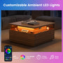 Sikaic Coffee Table Sikaic Square Horizontal Coffee Table with LED Lights and Tempered Glass Drawer Brown Brown / Engineered Wood / Modern