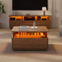 Sikaic Coffee Table Sikaic Square Horizontal Coffee Table with LED Lights and Tempered Glass Drawer Brown Brown / Engineered Wood / Modern