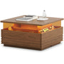 Sikaic Coffee Table Sikaic Square Horizontal Coffee Table with LED Lights and Tempered Glass Drawer Brown Brown / Engineered Wood / Modern