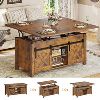Sikaic Coffee Table 4 in 1 Multi-Function Lift Top Coffee Tables Converts to Dining Table Brown