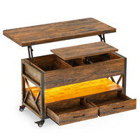 Sikaic Coffee Table 40 Inches Lift Top 4 in 1 LED Coffee Table Brown Brown / Metal / Modern