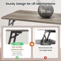 Sikaic Coffee Table 31.5 Inches Lift Top Coffee Table with Large Hidden Storage Compartment and Adjustable Shelves Grey Grey / Engineered Wood / Modern