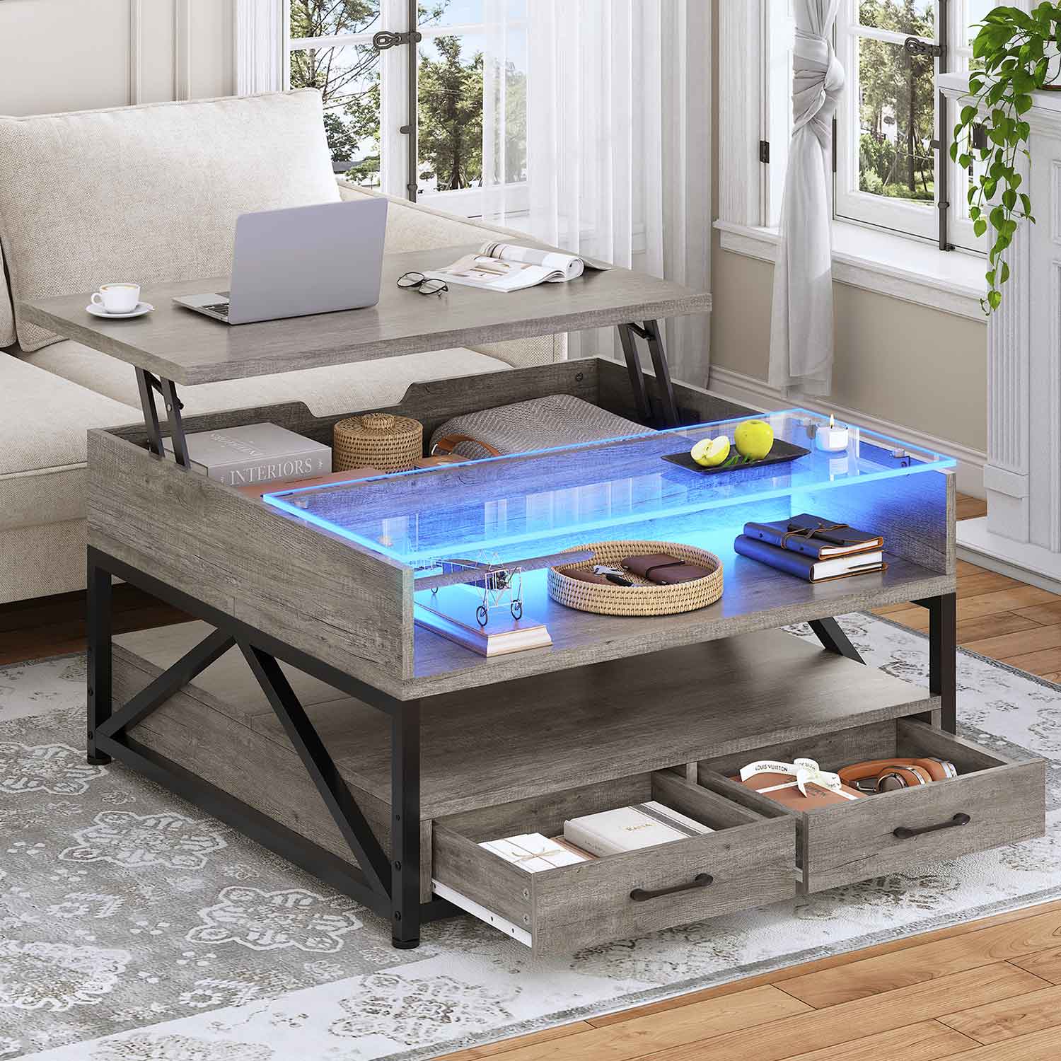 Lift top coffee table grey discount