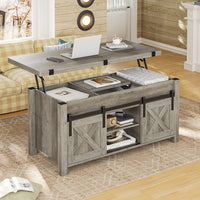 Sikaic Coffee Table 4 in 1 Multi-Function Lift Top Coffee Tables Converts to Dining Table Grey