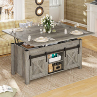 Sikaic Coffee Table 4 in 1 Multi-Function Lift Top Coffee Tables Converts to Dining Table Grey