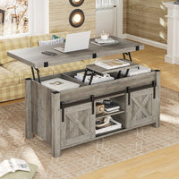 Sikaic Coffee Table 4 in 1 Multi-Function Lift Top Coffee Tables Converts to Dining Table Grey