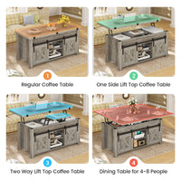 Sikaic Coffee Table 4 in 1 Multi-Function Lift Top Coffee Tables Converts to Dining Table Grey
