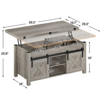 Sikaic Coffee Table 4 in 1 Multi-Function Lift Top Coffee Tables Converts to Dining Table Grey