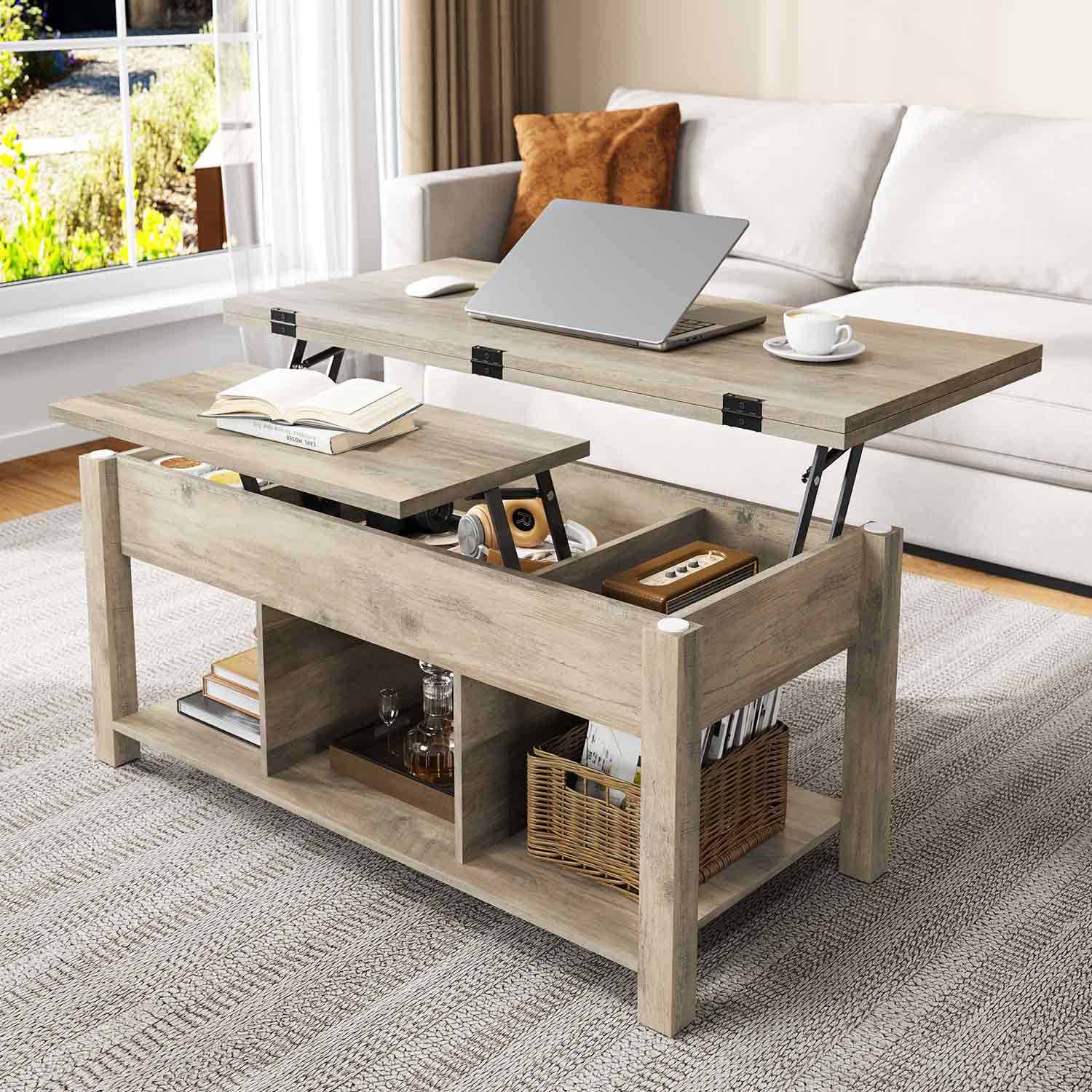 Wood lift top coffee table with storage hotsell