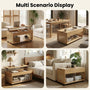 Sikaic Coffee Table Sikaic 2-in-1 Lift-Top Rattan Coffee Table with Wheels, Hidden Compartment and Large Storage Shelf Natural Color Natural / Engineered Wood / Boho