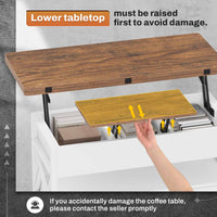 Sikaic Coffee Table 40 Inches Lift Top 4 in 1 LED Coffee Table with 2 Drawers White Brown White Brown / Engineered Wood / Modern