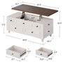Sikaic Coffee Table 47.2" Farmhouse Lift Top Coffee Table with 4 Drawers & Storage White White / Engineered Wood / Farmhouse