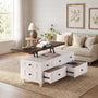 Sikaic Coffee Table 47.2" Farmhouse Lift Top Coffee Table with 4 Drawers & Storage White White / Engineered Wood / Farmhouse