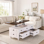 Sikaic Coffee Table 47.2" Farmhouse Lift Top Coffee Table with 4 Drawers & Storage White White / Engineered Wood / Farmhouse