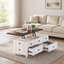 Sikaic Coffee Table 47.2" Farmhouse Lift Top Coffee Table with 4 Drawers & Storage White White / Engineered Wood / Farmhouse