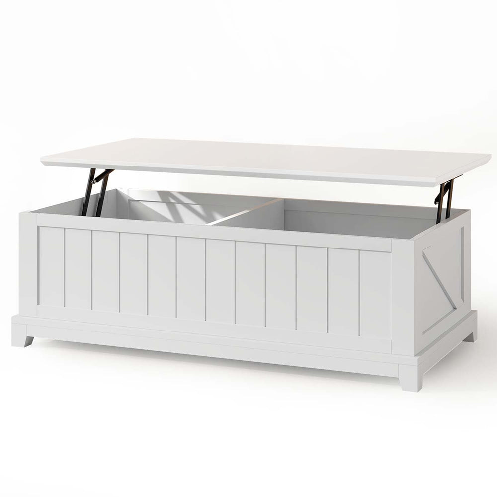 Sikaic Coffee Table 48 Inches Lift Top Coffee Table with Large Storage White White / Engineered Wood / Modern