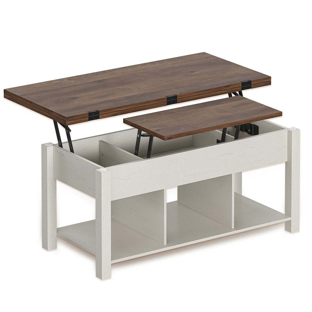 Sikaic Coffee Table Lift Top 4 in 1 Farmhouse Coffee Table with Storage White White / Engineered Wood / Modern