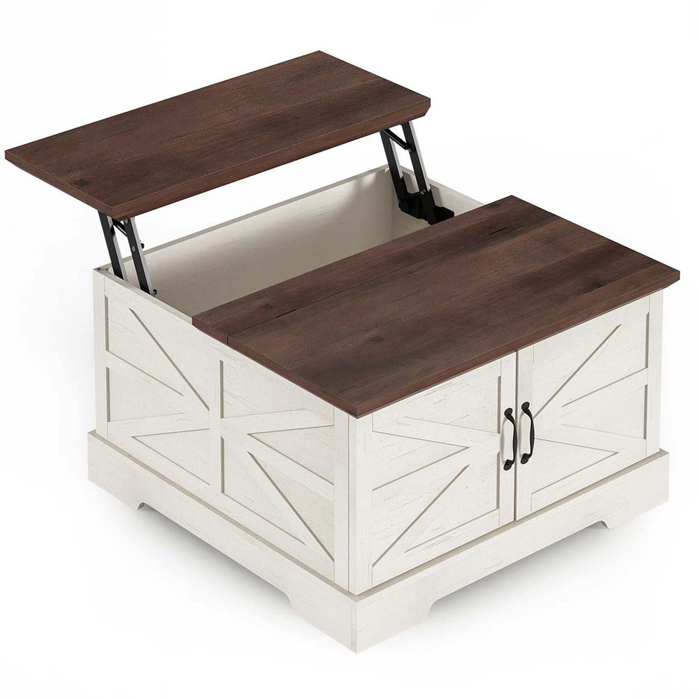 Sikaic Coffee Table Lift Top Square Coffee Table with Storage White Brown White / Engineered Wood / Modern