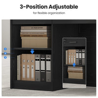 Sikaic Computer Desk 47" Modern Reception Desk with 3 Drawers & Cabinet Black Black / Engineered Wood / Modern