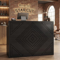 Sikaic Computer Desk 47" Modern Reception Desk with 3 Drawers & Cabinet Black Black / Engineered Wood / Modern