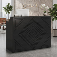 Sikaic Computer Desk 47" Modern Reception Desk with 3 Drawers & Cabinet Black Black / Engineered Wood / Modern