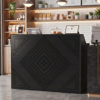 Sikaic Computer Desk 47" Modern Reception Desk with 3 Drawers & Cabinet Black Black / Engineered Wood / Modern