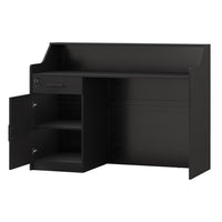Sikaic Computer Desk 47" Modern Reception Desk with Storage Cabinet & Drawer Black Black / Engineered Wood / Modern
