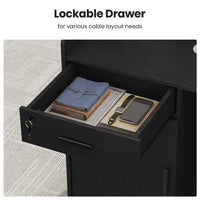 Sikaic Computer Desk 47" Modern Reception Desk with Storage Cabinet & Drawer Black Black / Engineered Wood / Modern