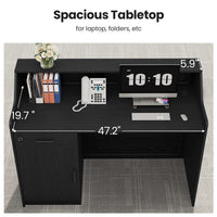 Sikaic Computer Desk 47" Modern Reception Desk with Storage Cabinet & Drawer Black Black / Engineered Wood / Modern