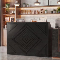 Sikaic Computer Desk 47" Modern Reception Desk with Storage Cabinet & Drawer Black Black / Engineered Wood / Modern