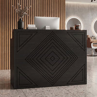 Sikaic Computer Desk 47" Modern Reception Desk with Storage Cabinet & Drawer Black Black / Engineered Wood / Modern