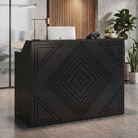 Sikaic Computer Desk 47" Modern Reception Desk with Storage Cabinet & Drawer Black Black / Engineered Wood / Modern