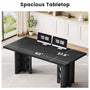 Sikaic Computer Desk 63 inch Dining Table for 4 People with Built-In Charging Hub Black Black / Engineered Wood / Modern