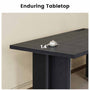 Sikaic Computer Desk 63 inch Dining Table for 4 People with Built-In Charging Hub Black Black / Engineered Wood / Modern