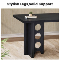 Sikaic Computer Desk 63 inch Dining Table for 4 People with Built-In Charging Hub Black Black / Engineered Wood / Modern