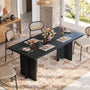 Sikaic Computer Desk 63 inch Dining Table for 4 People with Built-In Charging Hub Black Black / Engineered Wood / Modern