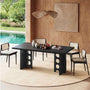 Sikaic Computer Desk 63 inch Dining Table for 4 People with Built-In Charging Hub Black Black / Engineered Wood / Modern