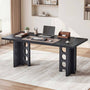Sikaic Computer Desk 63 inch Dining Table for 4 People with Built-In Charging Hub Black Black / Engineered Wood / Modern