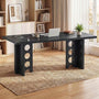 Sikaic Computer Desk 63 inch Dining Table for 4 People with Built-In Charging Hub Black Black / Engineered Wood / Modern