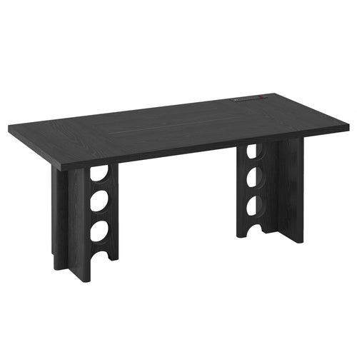 Sikaic Computer Desk 63 inch Dining Table for 4 People with Built-In Charging Hub Black Black / Engineered Wood / Modern
