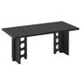 Sikaic Computer Desk 63 inch Dining Table for 4 People with Built-In Charging Hub Black Black / Engineered Wood / Modern
