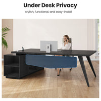 Sikaic Computer Desk 70.3 inch L-Shaped Executive Desk with Power Outlets & Storage Black Black / Engineered Wood / Modern
