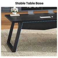 Sikaic Computer Desk 70.3 inch L-Shaped Executive Desk with Power Outlets & Storage Black Black / Engineered Wood / Modern